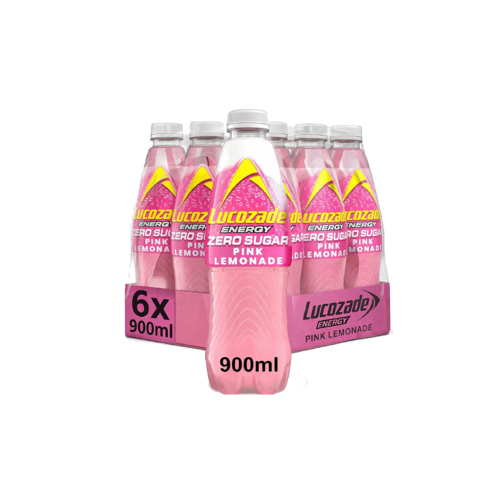 Lucozade Energy Zero Sugar Drink Pink Lemonade (6x900ml)