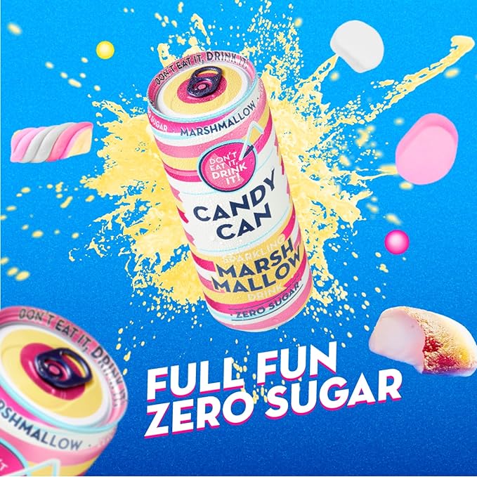 12 X 330ml Candy Can Sparkling Soda, Marshmallow Flavour, Sugar-Free and Gluten-Free in just £4.99 BBE April 25