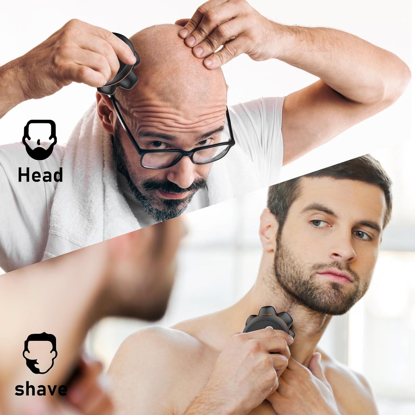 Maxgroom Head Shavers for Men, Electric Head Shavers for Bald Men, 7D Waterproof Head Hair Shaver with Upgraded Flexible Blade, Long Battery Life, Easy to Clean