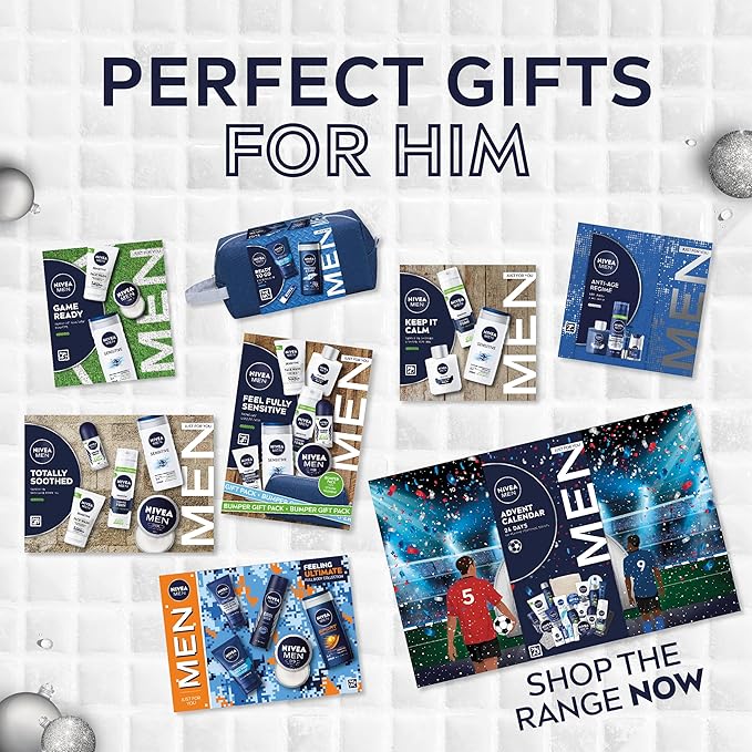 NIVEA MEN Keep It Calm Gift Set (3 Products), Men's Skincare Gift Set for Sensitive Skin with Shower Gel, Shaving Foam, and Post Shave Balm