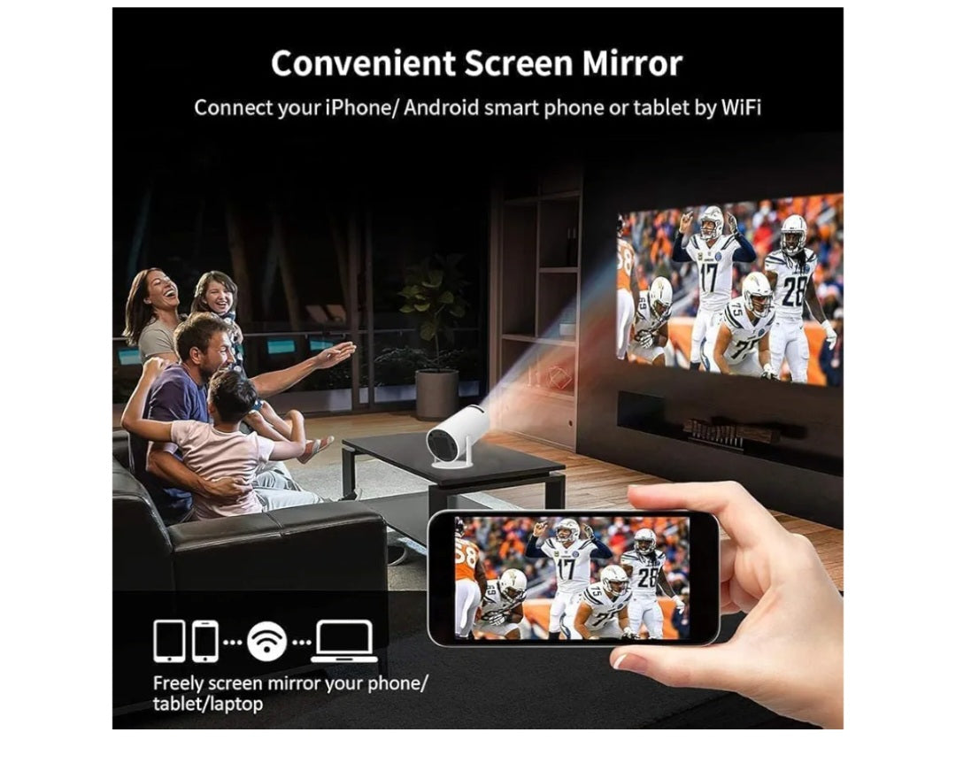 Mini Projector Portable 4K - Video Projector Smart 200 ANSI with WiFi 6, BT 5.0, 130 Power Supply, Video Projector 180 Degree Reverse Outdoor Movie Projector, Automatic Keystone