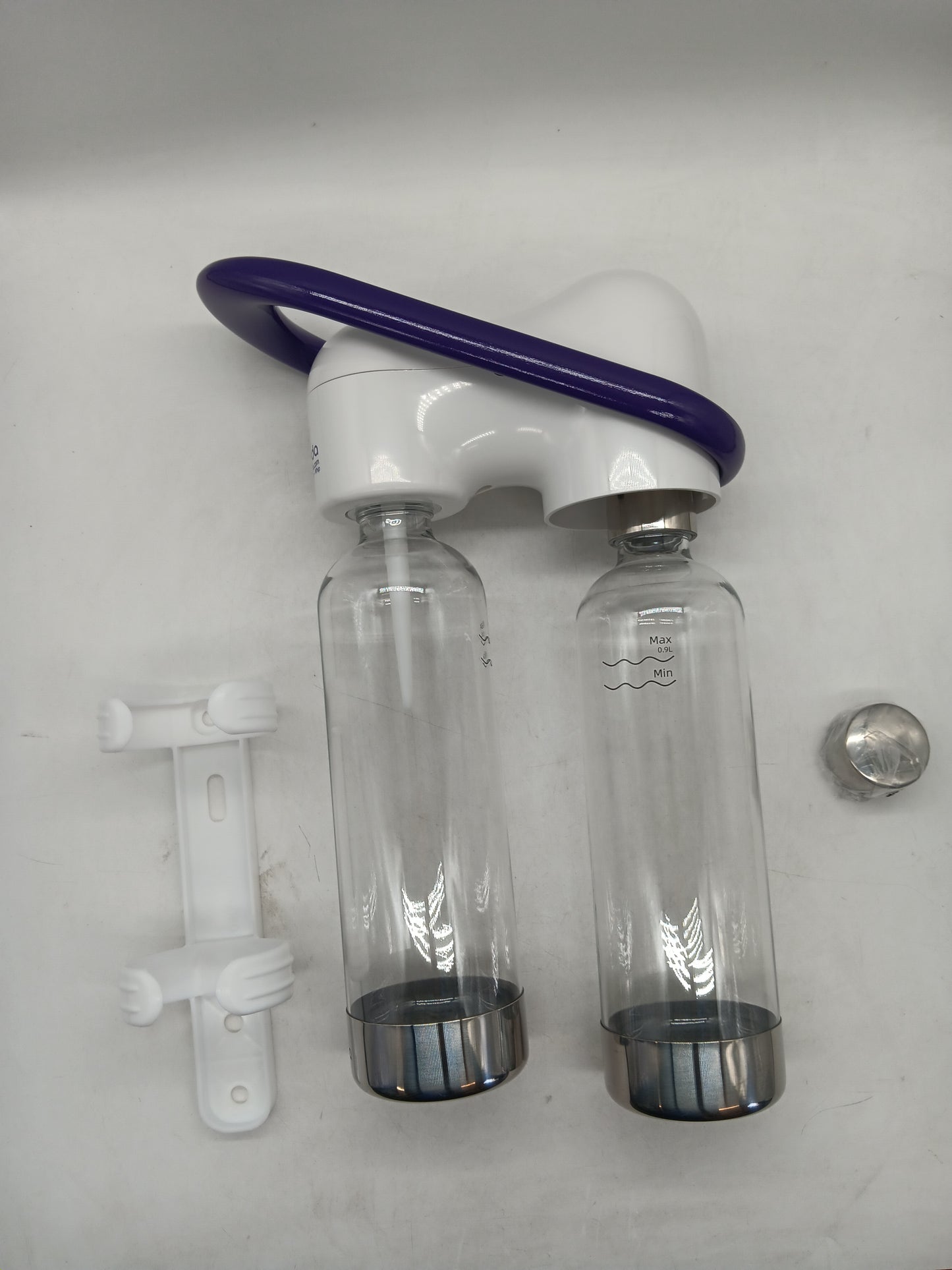 Premium Carbonating Bottles 2x0.9L white - Compatible with Drinkmate, Wassermaxx, Aqvia, Sodapop and Levivo - Quick-Lock Reusable Bottles - Lid and Base Made of Stainless Steel - BPA Free