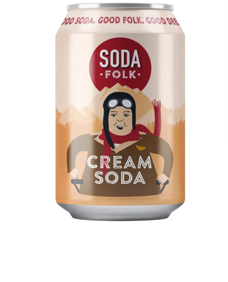 Soda Folk Cream Soda, American Style Fizzy Drinks, Real Maple Syrup, Sweet Refreshing Soft Drink, The Prime Drink, Nostalgic Flavours, Gluten Free & Vegan (24 x 330ml Cans)