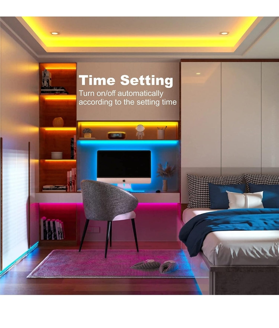 zyzykeji Led Strip Light 20m with Music Sync, RGB Smart Strip Lights with Remote and APP Control