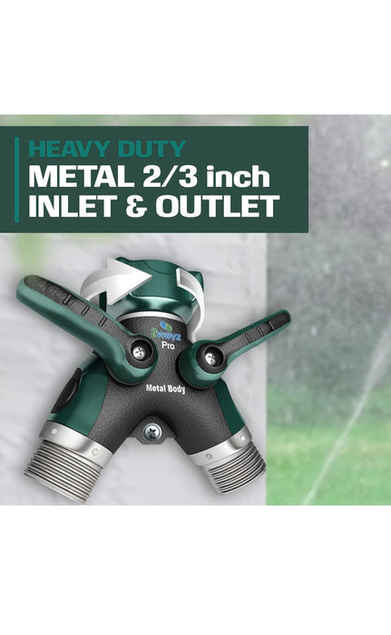 2Ways- Hose Splitter, 2 Way Heavy Duty, Garden Faucet, Faucet Splitter, Hose y Splitter, Garden Hose y Splitter, Hose Bib Splitter, All Metal, with Shut Off Valve