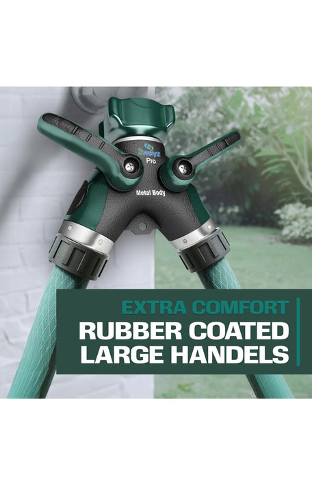 2Ways- Hose Splitter, 2 Way Heavy Duty, Garden Faucet, Faucet Splitter, Hose y Splitter, Garden Hose y Splitter, Hose Bib Splitter, All Metal, with Shut Off Valve