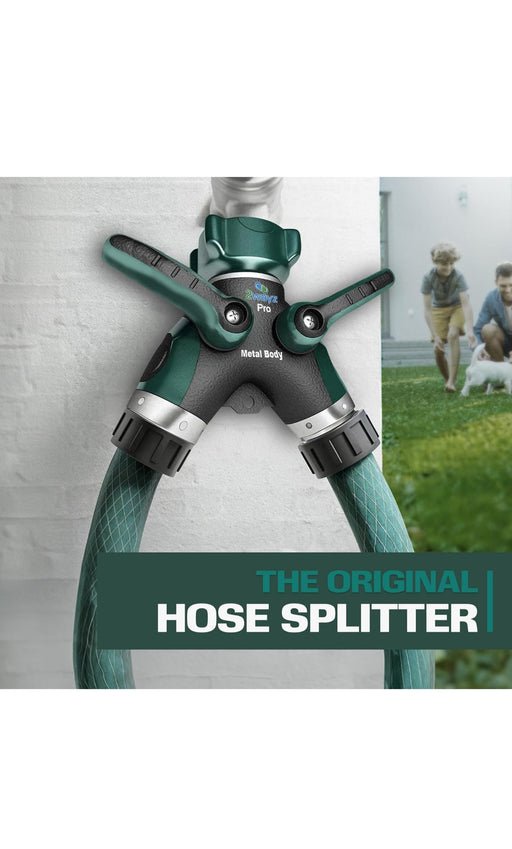 2Ways- Hose Splitter, 2 Way Heavy Duty, Garden Faucet, Faucet Splitter, Hose y Splitter, Garden Hose y Splitter, Hose Bib Splitter, All Metal, with Shut Off Valve