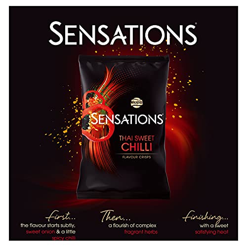 32 X 40g Sensations Thai Sweet Chilli Thick Cut Vegetarian Potato Crisps, Perfect for Snacking BBE MAY 25 RRP £32.99 Sale price £15.99