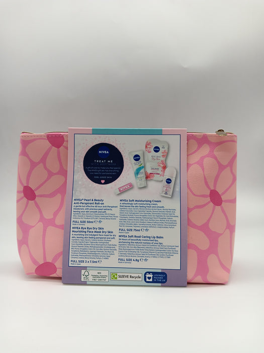 NIVEA Treat me with Softness Gift Set (4 Products), Gift Set Anti-Perspirant, Soothing Day Cream SPF15, Soft Moisturising Cream and Face Sheet Mask