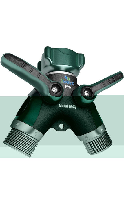 2Ways- Hose Splitter, 2 Way Heavy Duty, Garden Faucet, Faucet Splitter, Hose y Splitter, Garden Hose y Splitter, Hose Bib Splitter, All Metal, with Shut Off Valve
