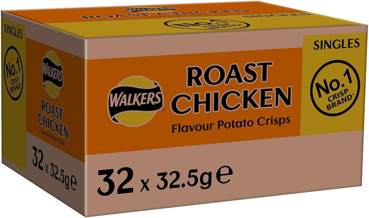 32 X 32.5g Walkers Roast Chicken Crisps BBE 31 /05/25 RRP £27.99 Sale Price £11.99