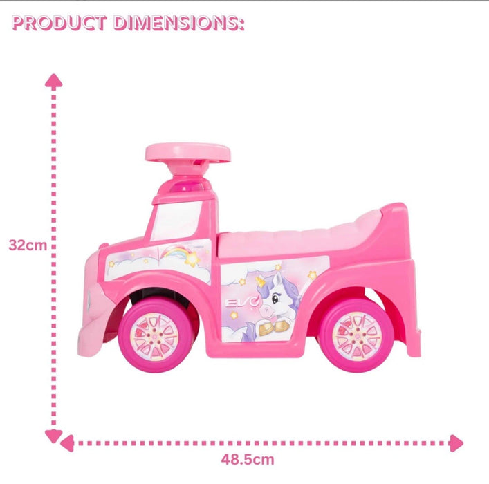 EVO My First Foot-To-Floor Unicorn Car | Ride-On Vehicle Toy for Toddlers & Kids