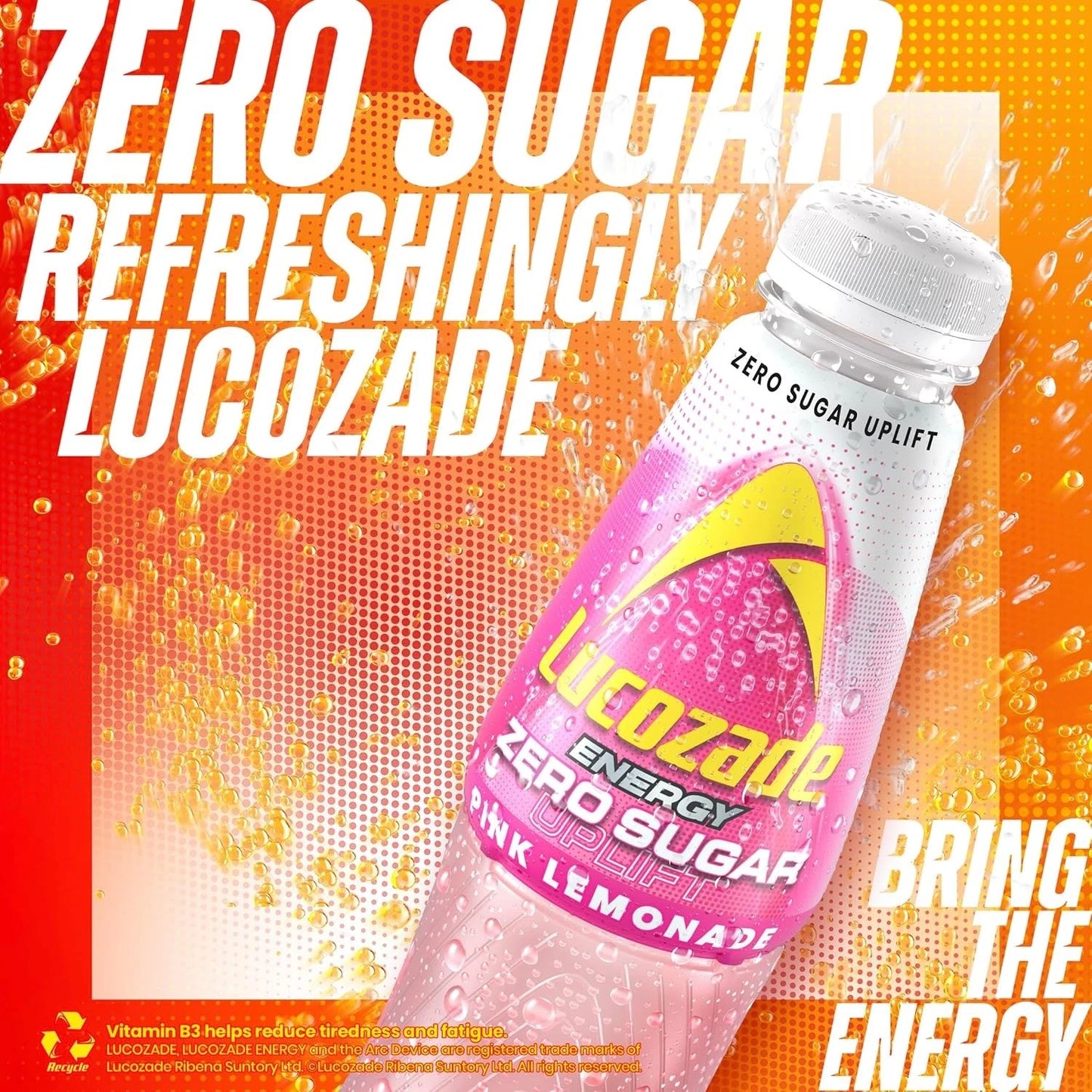 6 x 900ml Lucozade Energy Zero Sugar Drink Pink Lemonade