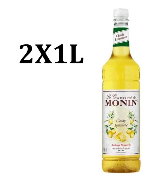 2X1L MONIN Premium Cloudy Lemonade Concentrate 1L for Hand Crafted Lemonades, Cocktails and Mocktails. Vegan-Friendly, Allergen-Free, 100% Natural Flavours and Colourings   BBE 01-26 RRP £25 Sale £11.99