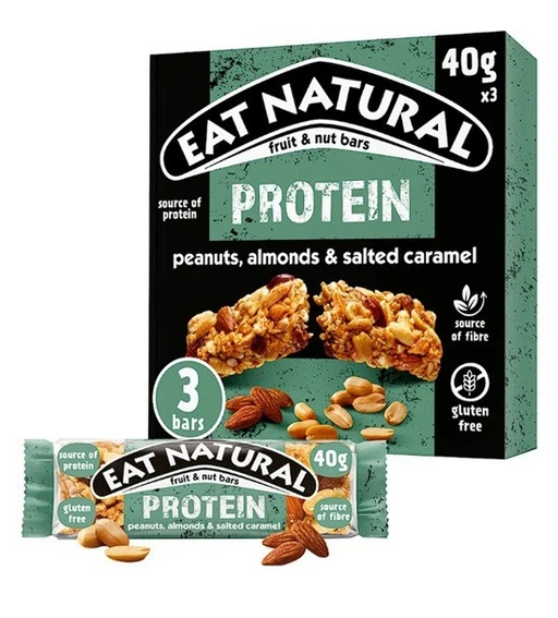 15X40G  bars Eat Natural Fruit & Nut Protein Bars with Peanuts, Almonds & Salted Caramel ( 5 boxes of 40g )  bbe 07-10-25 rrp £22.99 Sale price £10.99