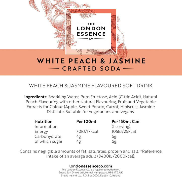 24 X 150ML The London Essence Co., White Peach & Jasmine BBE JUN 25 RRP £15.99 Sale Price £7.99