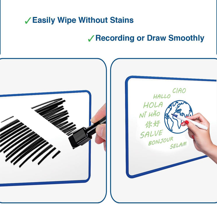 2 x Dry Erase Whiteboard,  Double Sided White Board with Dry Erase whiteboard pens and Eraser for Children or School, Home, Office, Remote Learning (Blue, 30cm*21cm)