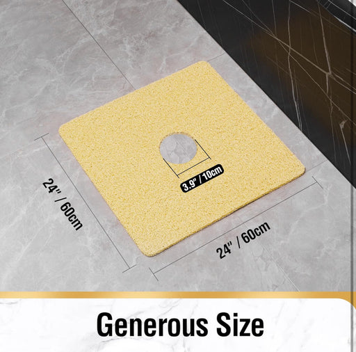 HITSLAM Square Loofah Shower Mat, 60 x 60 cm Bath Mat Non Slip for Bathroom, Soft PVC Washable Bathtub Mat with Drain, Quick Drying Shower Mat for Inside Shower, Beige