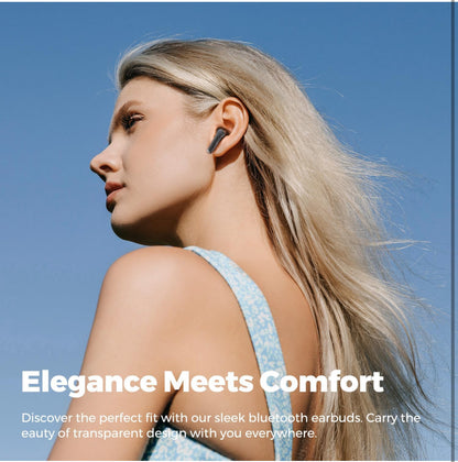 SoundPEATS Clear Pods In Ear Earphones Bluetooth 5.3, True Wireless Earbuds 40 Hours Playtime with Microphones Deep Bass, APP Control