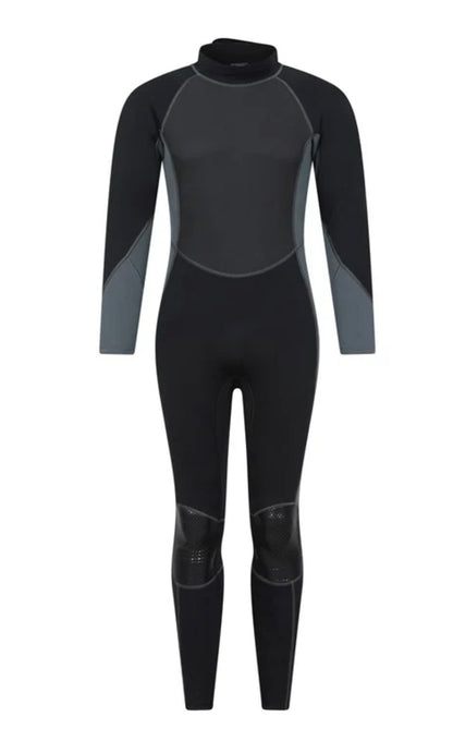 Mountain Warehouse Mens black / Grey 2.5mm Thickness Full Wetsuit - UPF 50+, Contour Fit, Adjustable Neck, Rubber Panel for Improved Grip - Long Sleeve Spring Summer Wet Suit for Bodyboarding & Surfing