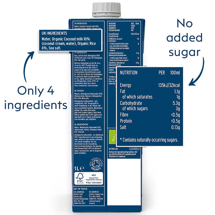 8 X 1L Plenish Organic Coconut No added sugar Drink Long Life  BBE 08-25 RRP £23.99 Sale price £11.99