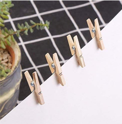100 Pieces Mini Wooden Pegs Clips Photo Pins Coloured Craft, Natural