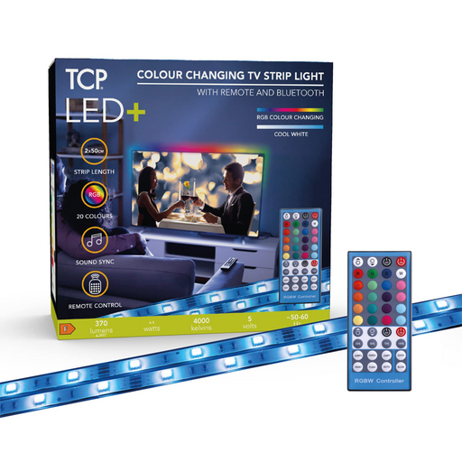 TCP LED+ Remote Strip Lights TV Colour RGBW USB