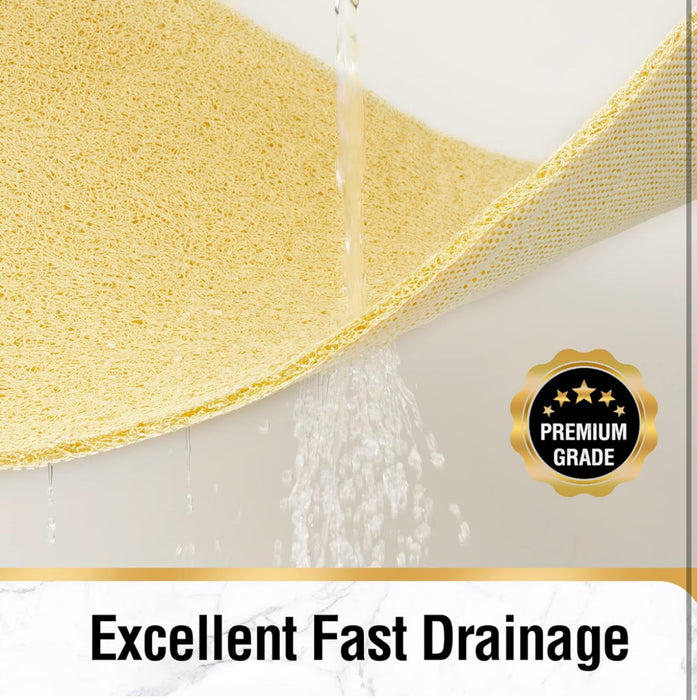 HITSLAM Square Loofah Shower Mat, 60 x 60 cm Bath Mat Non Slip for Bathroom, Soft PVC Washable Bathtub Mat with Drain, Quick Drying Shower Mat for Inside Shower, Beige
