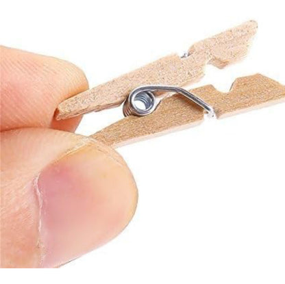 100 Pieces Mini Wooden Pegs Clips Photo Pins Coloured Craft, Natural