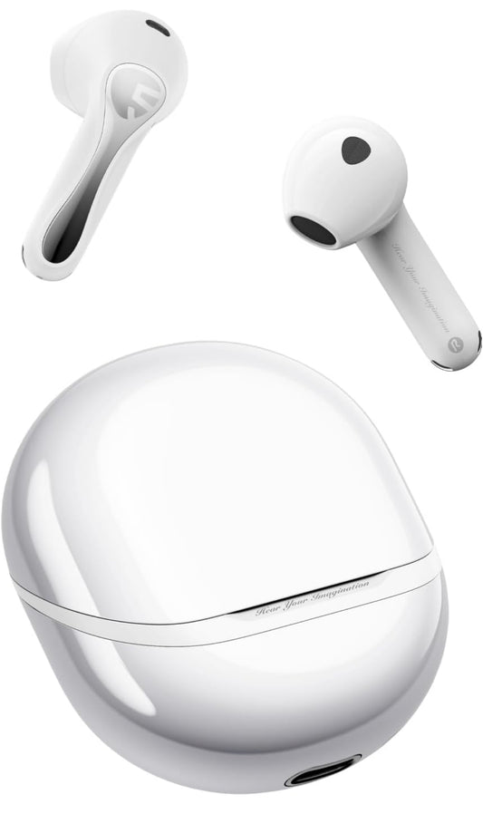 SoundPEATS Air5 Wireless Earbuds Hi Res with aptx Adaptive Lossless, Semi in Ear Bluetooth 5.4 Earphones with 6 Mic Compatible with Snapdragon Sound, 30 Hours Playtime, PeatsAudio APP Control White