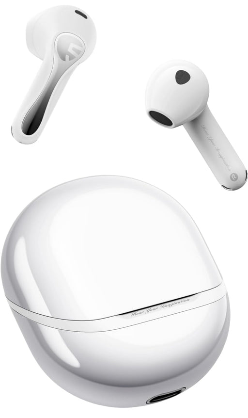SoundPEATS Air5 Wireless Earbuds Hi Res with aptx Adaptive Lossless, Semi in Ear Bluetooth 5.4 Earphones with 6 Mic Compatible with Snapdragon Sound, 30 Hours Playtime, PeatsAudio APP Control White