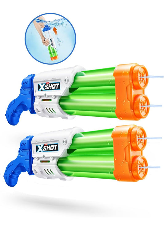 2 x XSHOT Small Dual Stream Water Blaster by ZURU Dual Play Water Toy, Dual Stream Blaster, Water Toy for Children, Teen and Adults