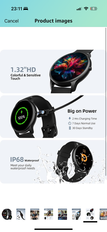 Parsonver Smart Watch Answer/Make Call, Fitness Watch for Men Women, Smartwatch IP68 Waterproof, 100+ Sport Modes, Heart Rate/Sleep Monitor, Fitness Watch for Android and iOS, Black, SPROD1