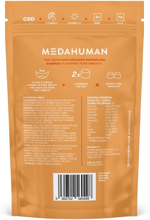 MEDAHUMAN® Recover | 750mg CBD Gummies for Stress & Anxiety Relief (30 Servings)
