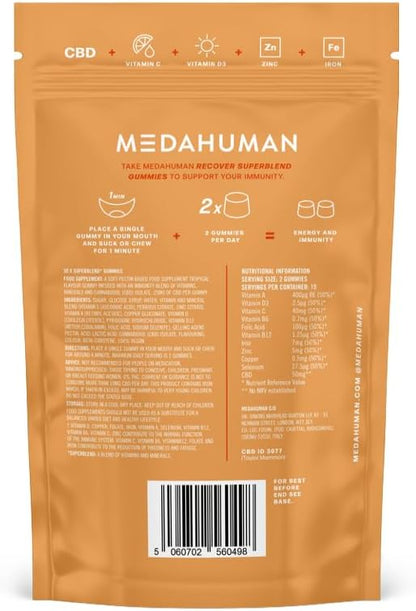 MEDAHUMAN® Recover | 750mg CBD Gummies for Stress & Anxiety Relief (30 Servings)