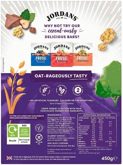 Jordans Country Crisp Milk Chocolate & Hazelnut Breakfast Cereal (6x450g)