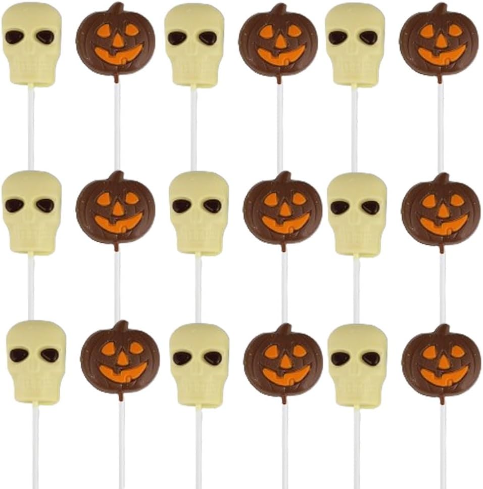 Halloween Chocolate Lollies Shape of a Skull and Pumpkin (27 Lollies)