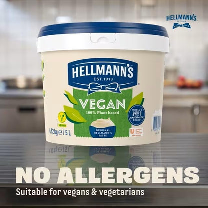 Hellmann's Vegan Mayonnaise, 5 Litre Bucket Catering Tub Of  Mayonnais