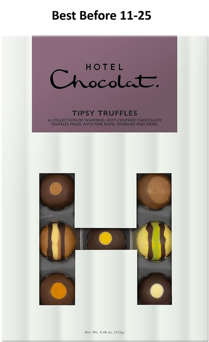 Hotel Chocolate Tipsy Truffles H-Box - 14 Of Our Finest Alcoholic Chocolates - Suitable for Vegetarians - Gifts For Birthday, Thank You, Congratulations, Anniversary  BBE 11-25 RRP £17 Sale price £4.99