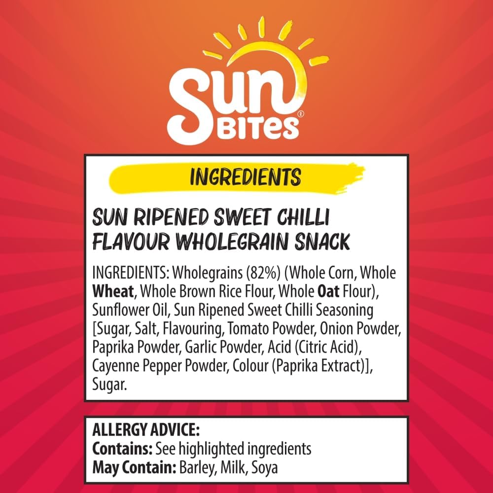 Sunbites Sun Ripened Sweet Chilli Multipack Snacks Crisps 24x25g