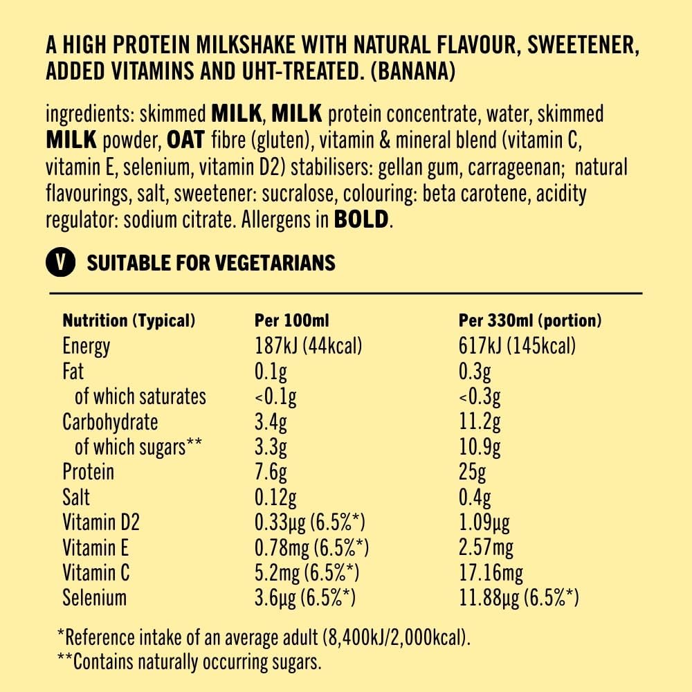 UFIT High 25g Protein Shake Banana Flavour (10x330ml)