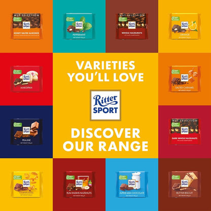 Ritter Sport Whole Hazelnuts Dark Chocolate Bars (10X100g)