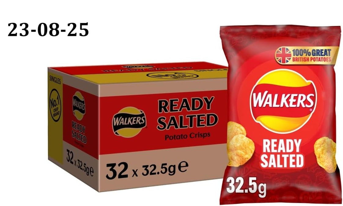32 X 32.5g Walkers Ready Salted Crisps  BBE 23-08-25 RRP £24.99 Sale price £14.99