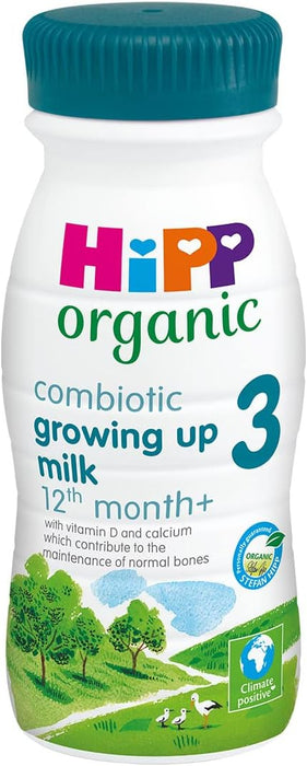 8 X 200ml HiPP Organic 3 Growing up Baby Milk Ready to feed liquid formula, From 12th months  BBE 23-08-25 RRP £12.99 Sale price £6.99