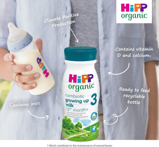 8 X 200ml HiPP Organic 3 Growing up Baby Milk Ready to feed liquid formula, From 12th months  BBE 23-08-25 RRP £12.99 Sale price £6.99