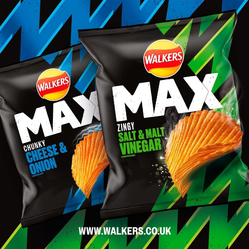 24X50g Walkers Max Zingy Salt & Malt Vinegar BBE 19-07-25 RRP £25 Sale price £14.49