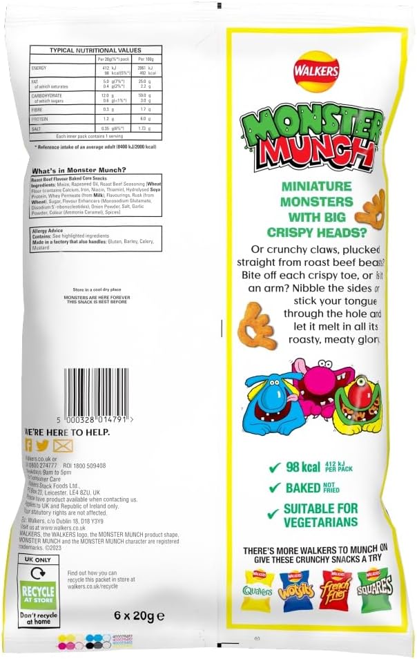 Walkers Monster Munch Roast Beef Multipack Crisps (36x20g)
