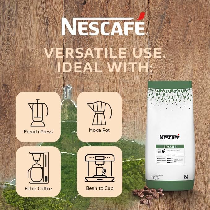 NESCAFÉ Brasile Coffee Beans | 100% Arabica | Single Origin | Fairtrade | 1kg, Packaging May Vary