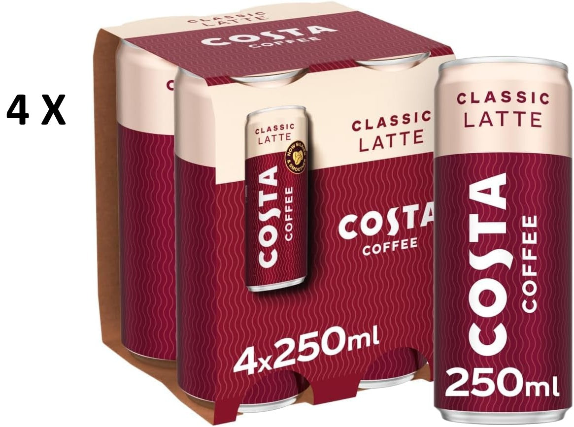 16X250ml Costa Coffee Classic Latte Iced Coffee  BBE 04-26 RRP £22 Sale £10.99