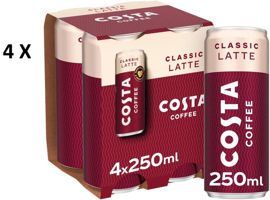 16X250ml Costa Coffee Classic Latte Iced Coffee  BBE 04-26 RRP £22 Sale £10.99